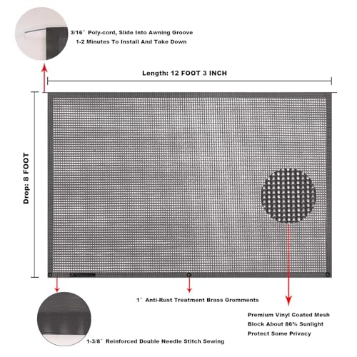 Image of RV Awning Mesh Sun Shade Screen for Motorhome Camper Trailer Sunshade