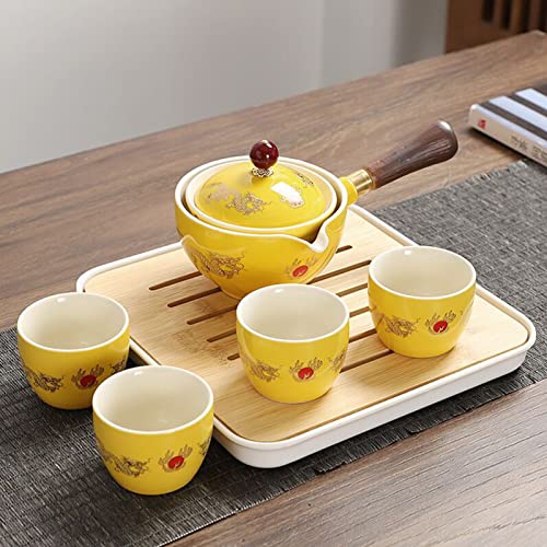 Tetera de cerámica china antigoteo con rotación 360 e infusor individual portátil 5