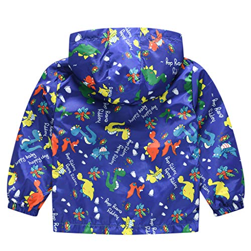 Image of TUIJI Toddler Boys Girls Cartoon Print Zip Jacket Hooded Trench Lightweight Kids Coats Windbreaker Casual Outerwear