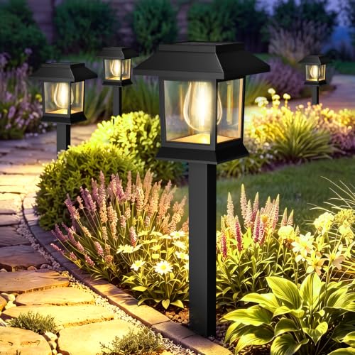 nipify Solarlampen Für Außen Garten,12 Stück Solar Gartenleuchten Für Außen,IP65 Wasserdichte Solarleuchten Garten, 3000K Warmweiß Vintage Solar Gartenleuchten Deko für Rasen, Terrasse, Hof