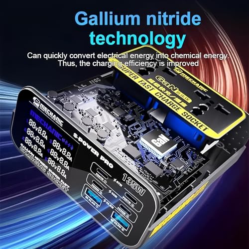 Cargador Multi-Porto de laptops y teléfonos con tecnología de carga rápida QC3.0 y pantalla LCD 3