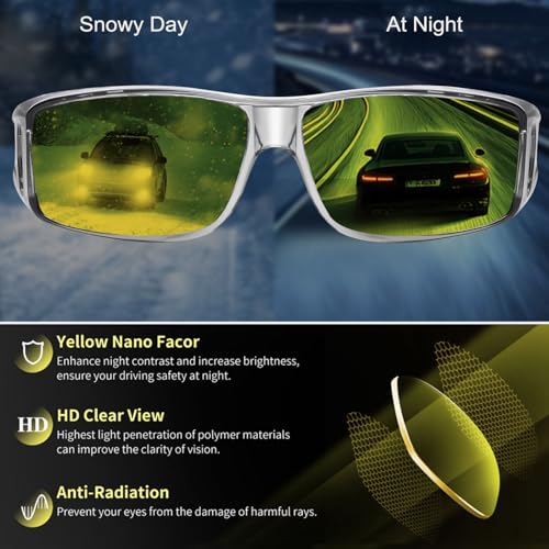 Image of HAOLOTA Night Vision Driving Over Glasses, Polarized Nighttime Glasses Men Women Anti Glare Yellow Tinted Lens
