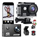 Yolansin 4K 60FPS Waterproof Action Camera: 64G SD Card 131ft Underwater Camera,HD 48MP Waterproof Camera,WiFi Sports Cameras with 2 Batteries Helmet Mount Accessories Kits