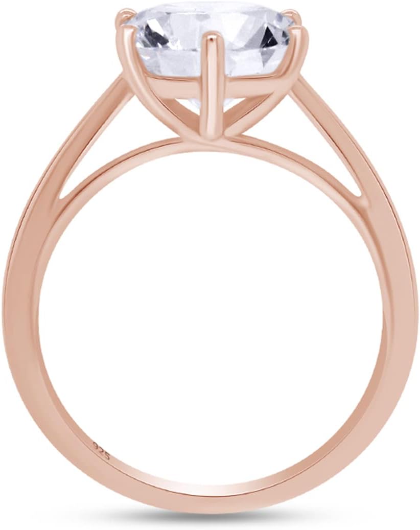 SAVEARTH DIAMONDS 1 1/5 Cttw 7MM Round Cut Lab Created Moissanite Diamond Solitaire Engagement Ring For Women In 14K Gold Over Sterling Silver(VVS1 Clarity, 1.20 Cttw)