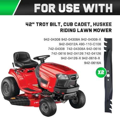 Grasscool 942-04308-X 942-04308 Mulching Blades for Troy Bilt Pony Bronco Cub Cadet 42 inch Deck Riding Tractor Zero Turn Mower XT1 ZT1 42 Lawn Mower Replace 942-0616 742-0616 942-04126 (6 Point Star)
