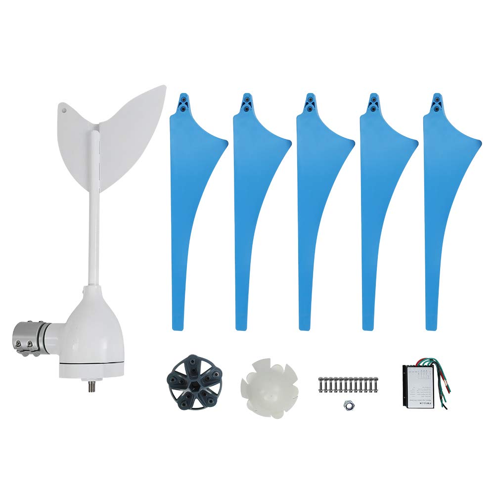 FTVOGUE Kit Generatore Eolico 5 Pale con Controller 100 W DC 24 V Utilizzo Elevato di Energia Eolica Bassa velocità di Avvio per Lampioni Fuori Rete Uso di Energia Esterna (DC24V)