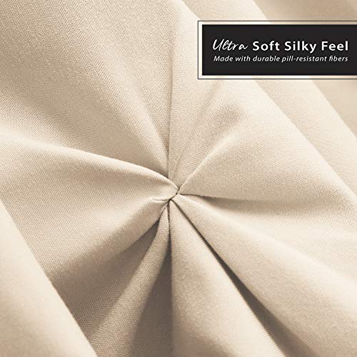 Image of Nestl Beige Cream Bed Skirt Queen Size, Pinch Pleat Queen Bed Skirt, 14 inch Inch Drop Queen Bedskirt, Hotel Quality Beige Cream Bed Skirts, Microfiber Bedskirt for Queen Bed, Beige Cream Queen Bed Skirt