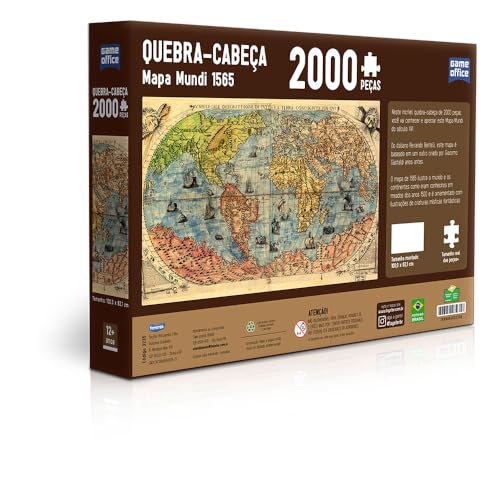 Mapa Mundi 1565 - Quebra-cabeça 2000 peças - Game Office - Toyster brinquedos