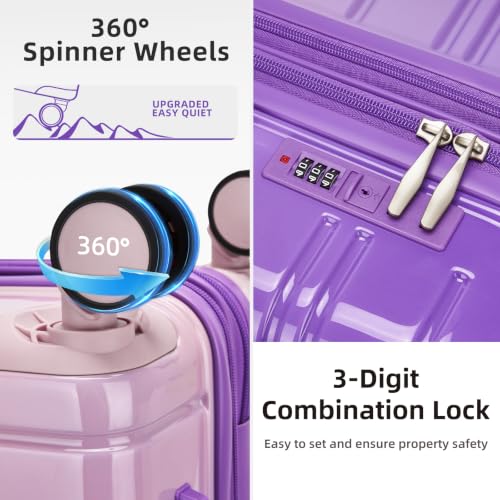 Image of LARVENDER Luggage Sets 5 Piece, PC+ABS Expandable Suitcases with Wheels | Suitcase Set for Women and Men|Checked Luggage|Carry On Luggage|Hardside Lightweight|Lavender Blush