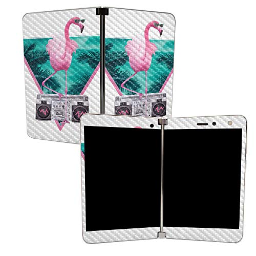 Image of MightySkins Carbon Fiber Skin for Microsoft Surface Duo - Miami Flamingo | Protective, Durable Textured Carbon Fiber Finish | Easy to Apply | Made in The USA