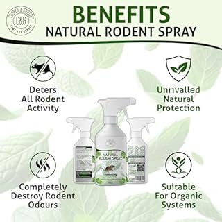 Natural Rodent Repellent Spray 500ML | Peppermint Oil Rat & Mouse Repellent | Natural Rat Repellent Spray | Peppermint Spray for Mice | Indoor Outdoor Rodent Control | How to Get Rid of Mice Naturally