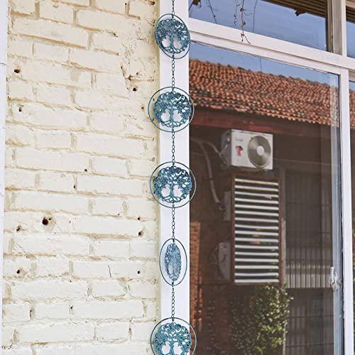 Smqljxc 8.5Ft Life Tree Rain Chains，Rain Chains For Outside，Garden Balcony Porch Decoration（Sky Blue） #TOP6