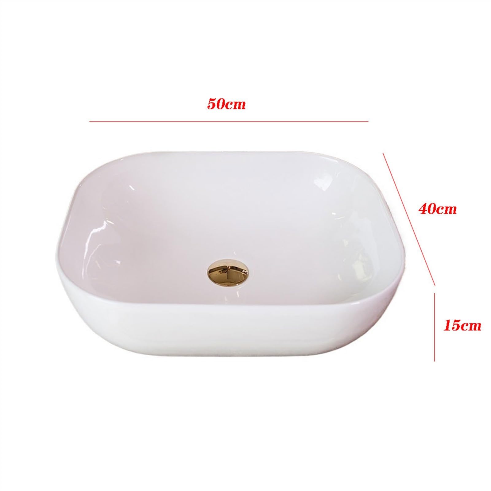 Keramik Aufsatzwaschbecken mit schmalem Rand 50 * 40 * 15 cm Einfaches Badezimmer Waschbecken weißes Porzellan Waschbecken ohne Zubehör Waschbecken Badezimmer