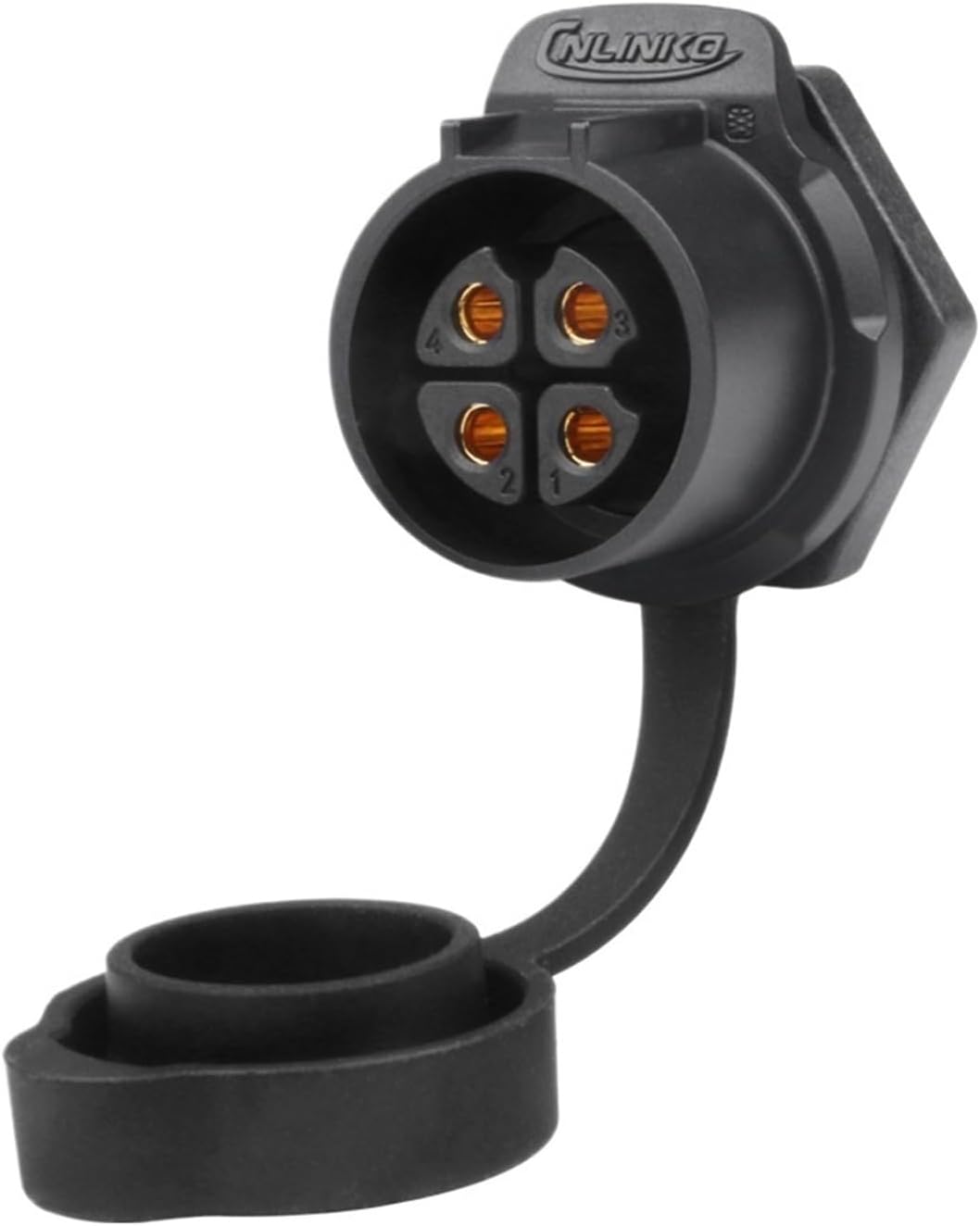 1Pcs M20 4 Pin IP68 Waterproof Socket Anti-Retreat Male Female Connector Rear Nut, Flange,Docking Connector(Female nut Socket)