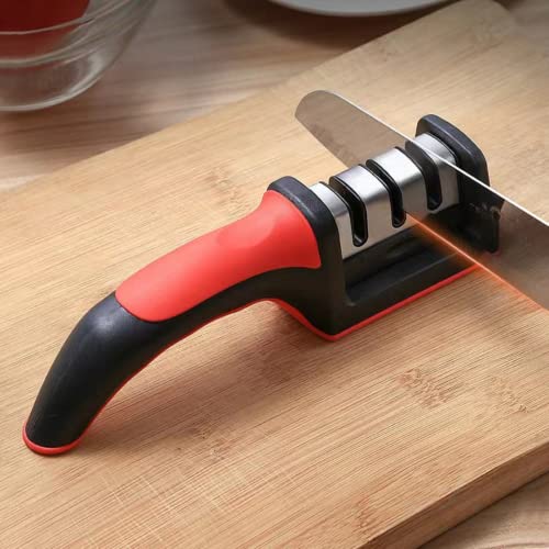 Tungsten Steel Knife Sharpener, 3 Stages Blade Grinding, Fast Sharpening Antislip Design Classic Kitchen Gadget #TOP7
