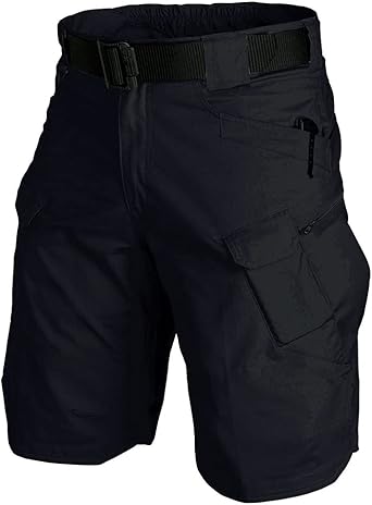 Tactical Work Shorts for Men Outdoor Casual Military Combat Hiking Cargo Shorts with Multi-Pocket No Belt