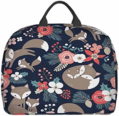 Beabes Fox Family Floral Folding Duffle Bag Cute Forest Animal Flowers Red Berries Leaf Nature Lightweight Carry On Luggage Bags Foldable Travel Bags Handbag For Travel Gym Vocation 3 Beabes Fox Family Floral Folding Duffle Bag Cute Forest Animal Flowers Red Berries Leaf Nature Lightweight Carry On Luggage Bags Foldable Travel Bags Handbag For Travel Gym Vocation