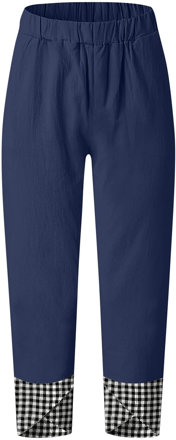 Harem Pants Women Casual Elastic Waist Wide Leg Palazzo Pants Summer Beach Vacation Trousers with Pockets