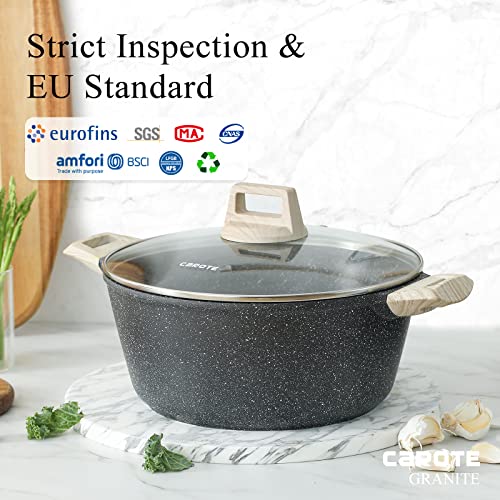 Carote 4 Qt Nonstick Stock Pot Soup Pot,Granite Cooking Pot Casserole Dish With Lid Dutch Oven Cookware Pfoa Free(Classic Granite) #TOP2