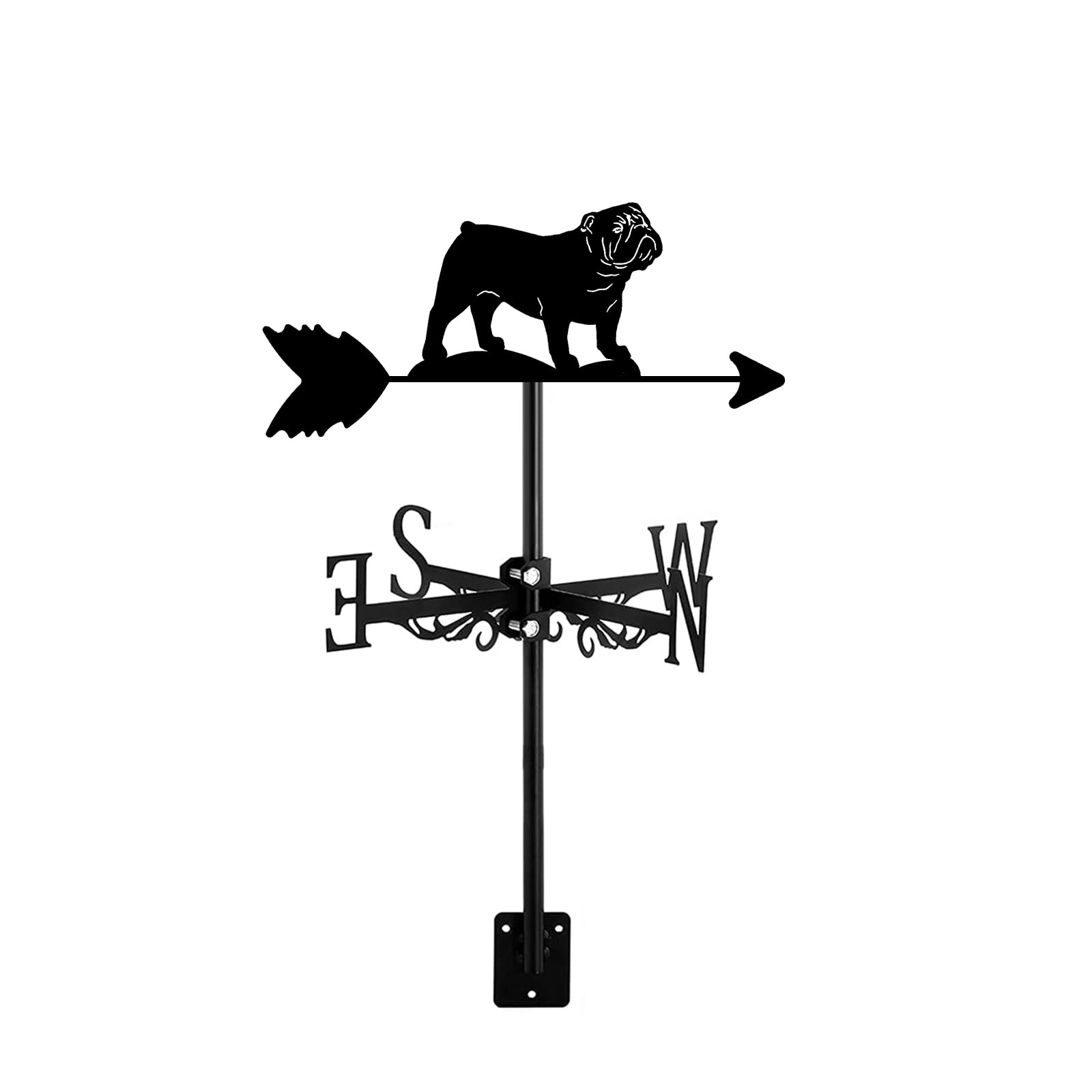 Girouette Chien en métal noir BrolEo indicateur de direction de toit pour jardin