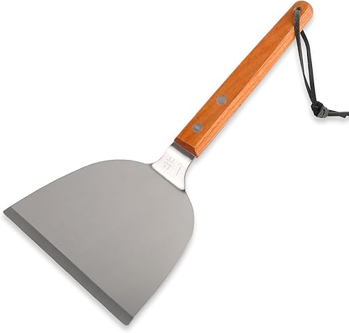 Smash - Espátula de hamburguesa de acero inoxidable con mango de madera, accesorios de parrilla resistentes para el hogar, restaurantes, cocina,