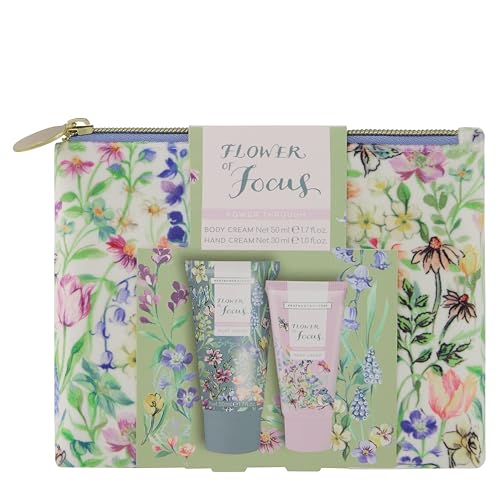 Heathcote & Ivory Hand Cream 30ml, Body Cream 50ml, Glow Velvet Washbag, Shea Butter, Beauty Body Care Gift Set For Her, Moisturiser, Travel Size, Vegan and Cruelty Friendly