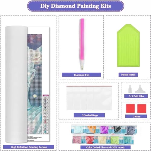 Artisanat broderie diamant palmier 5D grand format de qualité