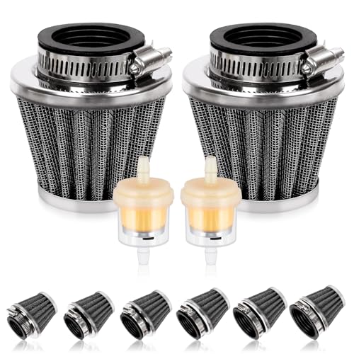 Sweet Lot de 2 filtres à air de 35 mm pour moto avec 2 filtres à carburant de rechange universels pour moto tout-terrain, scooter 50 cc, 110 cc, 125 cc, 150...