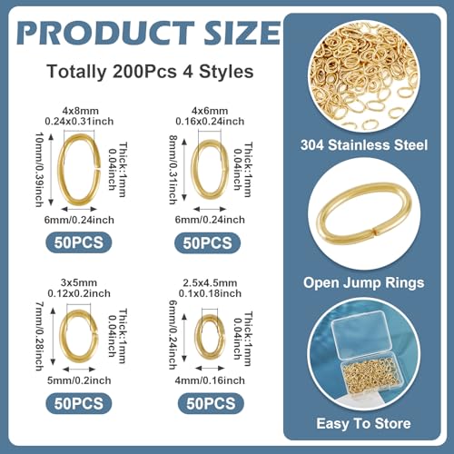 Anillos de acero inoxidable con chapado en oro de 18k, conectores ovalados para joyería de lujo 4