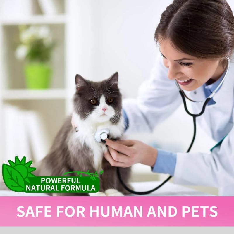 Flea Collar for Cats, Cat Flea Collars, Cat Flea and Tick Collar, Soft Adjustable Flea Treatment Cat with 8 Months Natural Protection, Waterproof Cat Flea Collar for Kitten Medium Large Cats Pink 2Pcs