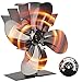Sonyabecca Heat Powered Stove Fan with Magnetic Thermometer 4 Blade Wood Stove Fans Aluminium Silent Eco-Friendly for Wood Log Burner Fireplace