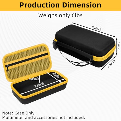 Image of Case for Fluke 15B+ /17B+ /117 /115 /116 /101 Digital Multimeter Testers, Black | Hard Protective Carrying Bag for Test Leads & Accessories, Neat Tool Storage, Dust Resistant, Workshop & Outdoor Carry Use