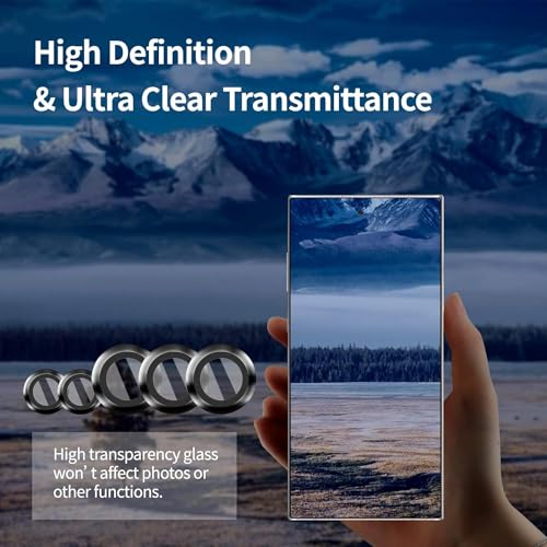 Image of Skinomi Camera Lens Protector Compatible with Samsung Galaxy S23 ultra 5G [Anti-Scratch] Premium Tempered Glass Film Aluminum Alloy Lens Ring Cover, Black Titanium