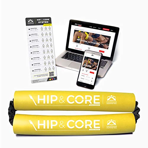 Crossover Symmetry Hip & Core System - Loop Resistance Home Workout Bands to Stretch and Strengthen Legs, Butt, HIPS, Thighs and Glutes, Includes Online Exercise & Training Guide, Yellow/Light