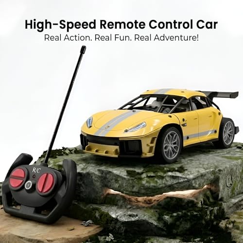 Image of WireScorts Die Cast Racing Car for Kids, Rechargeable RC Car for Kids with Light, High Speed RC Car for Boys, Metal Die Cast Racing Car for Boys with Light, Pack of 1, Multi Color