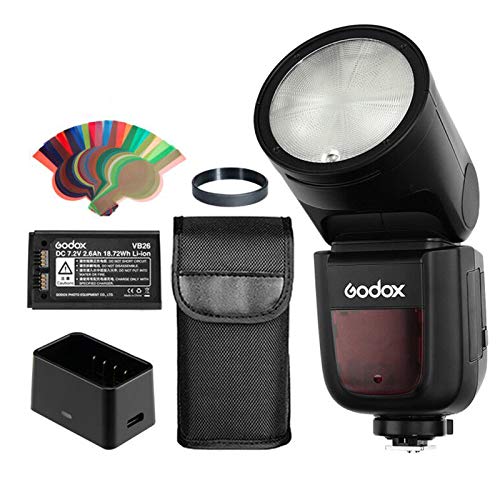 70% Off Discount Godox V1-S 76Ws TTL Round Head Camera Flash Speedlite, HSS 1/8000s, 1.5 sec. Recycle Time, 2600mAh Lithimu Battery for Sony A7 A7R A7S A7II A7III A7RIII A99 A6000 A6300 A6400