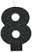 amscan Birthday Celebration, Numeral #8 Glitter Candle, Party Supplies, Black, 3 1/4"