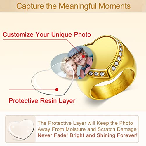 Custom4U Personalized Rings for Men,Photo & Name Engraved Sizes 11 - image 4
