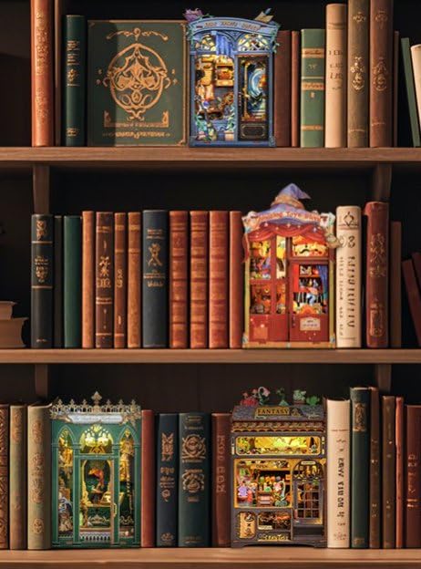 CUTEBEE Book Nook Kit - DIY Miniature House Kit for Beginners, Adults and Teens, Booknook Dollhouse Tiny House Bookshelf Decor 3D Wooden Puzzle Gifts for Family and Friends (Fantasy Plant Shop) 4