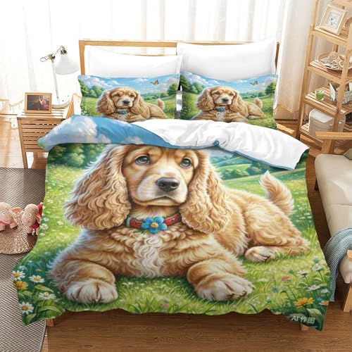 Housse de couette Cocker Spaniel américain linge de lit microfibre douce king