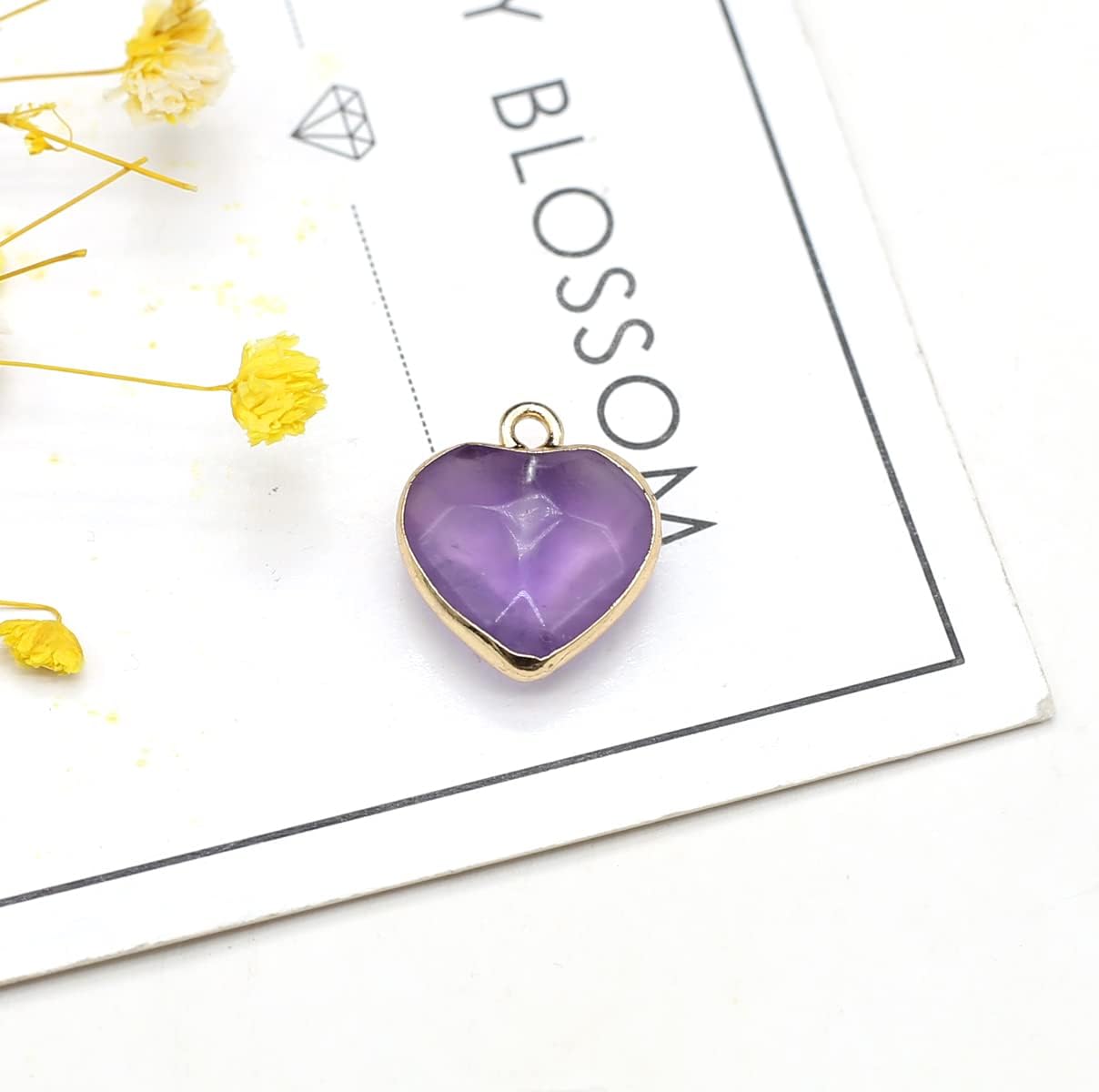 LE SKY 8 Pcs Natural Stone Pendants Heart Shape Faceted Random Stone Crystal Agate Necklace Charms for Jewelry Making Bracelet earrings - Image 3