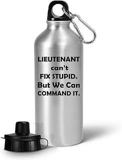 Gifts for Lieutenant Water Bottle Tumbler Portable Drinkware - Military Officer Lieut Army Armed Forces Captain General Navy Lt Deputy Funny Cute Gag Appreciation Idea - Cant Fix Stupid Can Command