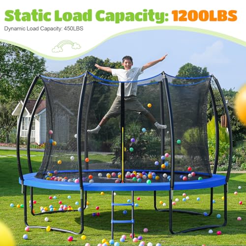 ORCC 1200LBS Weight Capacity Trampoline 16 15 14 12 10 8 FT for Kids Adults Outdoor Yard Trampolines with Safety Enclosure Net Non-Slide Ladder - Thumbnail 2