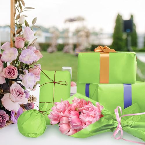 Image of 120 Sheets 20 inchX14 inch Lime Green Tissue Paper for Gift Bags Wrapping, Art Tissue Paper Bulk for Weddings Birthday Party Crafts Decoration