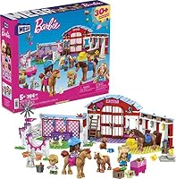 Mega Barbie Pets Horse Toy Building Set with 3 Micro-Dolls and Accessories, 9 Pets, Easy-to-Build Horse Stables Playset,
