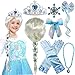 Yosbabe Princess Wig Braid with Tiara Necklace Gloves Princess Dress Up Costume Cosplay Accessories for Kids Girls