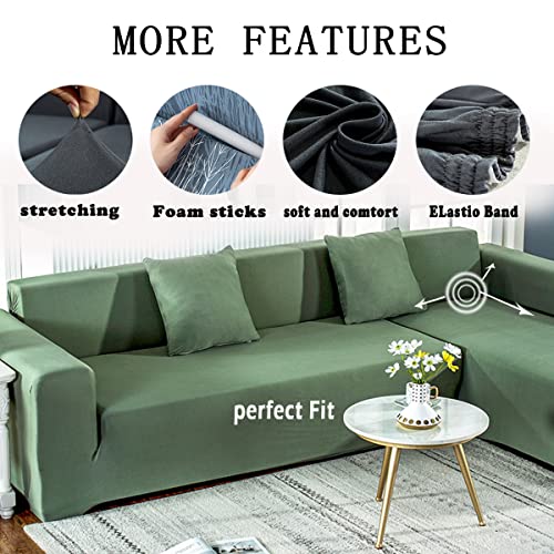 Housse de canapé en L haut de gamme : textile durable extensible bleu canard