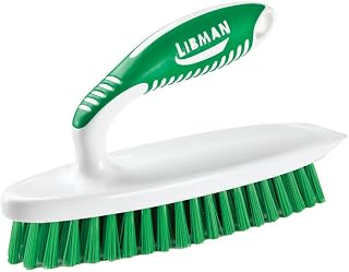 Libman Easy Grip Scrub Brush with Scraper Edge - Stiff Bristle Multi-Purpose Cleaner for Bathroom, Kitchen, Grout & Carpet