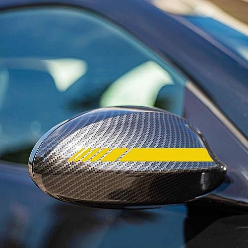 Pegatina Espejo retrovisor Coche diseño Rayas (6 uds) - Car Stickers - Pack de 6 - diseño Minimalista a Rayas - Diferentes Medidas - Resistentes a la Intemperie - 6 Unidades - Amarillo