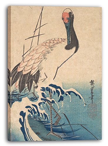 Estampe Japonaise Utagawa Hiroshige Grue et Surf Tableau Déco Toile Verticale 40x60